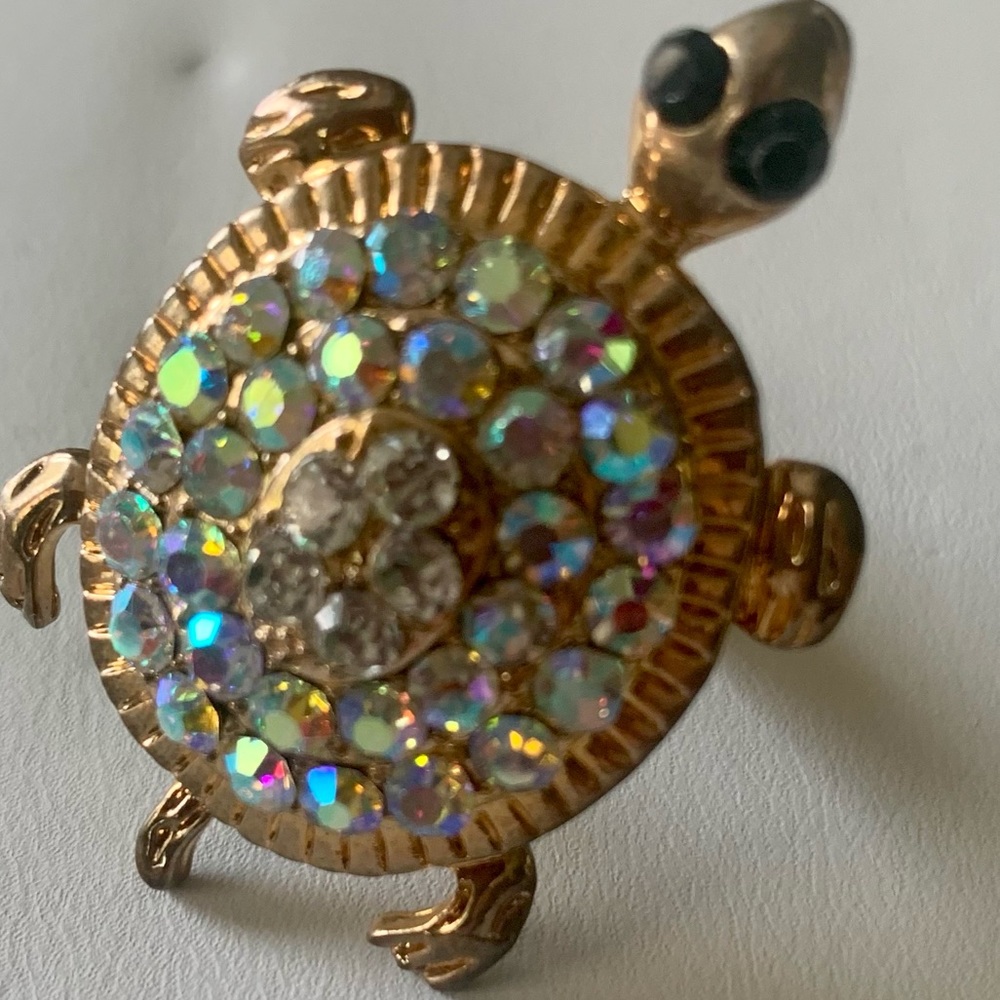 Turtle Ring Ab Crystals Adjustable - image 2